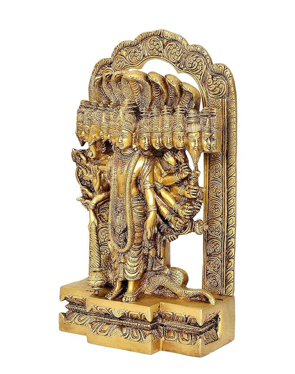 Brass Vishnu Virat Roop Statue for Home Decor Having 15 Faces | Height : 15 Inch Study Setting