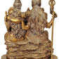 Shiva Parvati with Ganesha Idol Figurine Showpiece Home Temple Decor Decorative Showpiece Golden Height 12 Inch Brass