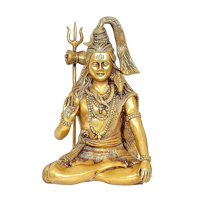 Lord Shiva God of Destroying Evil, Ignorance, and Death | Lord Shiv ji Brass Statue Blessing Pose for Home Decoration(Height:12") Craft Detail