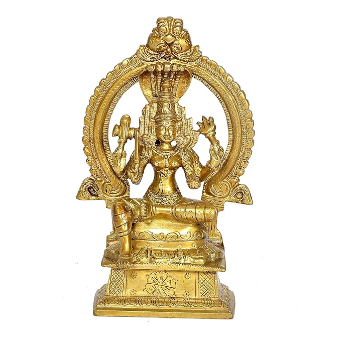 Brass Lord Mariamma Idol Statue Figurine Sculpture for Home Office Temple Decorative Showpiece Gift Item Golden Height 6.8 Inches Craft Detail
