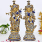 Brass Radha Krishna Idol Standing Pose Brass Idol Multicolor Statue, Height :19 Inch