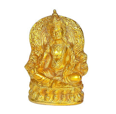 Golden Lord Kuber sculpture bust, detailed face and decorative halo back