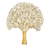 Messingbaum-Wandbehang mit dichter Laubkrone und geradem Stamm, goldfarben