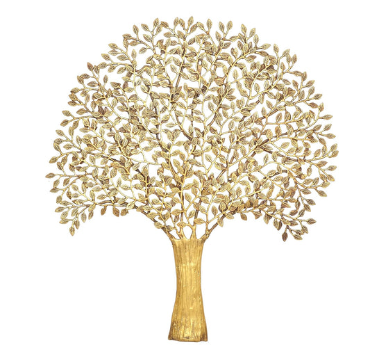 Brass Kalpavriksha Tree Wall Hanging Golden (Height: 34 Inches)