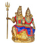 Brass Shiv Parvati Idol Murti Sculpture for Home Office Temple Multicolour Height 9.5 Inches