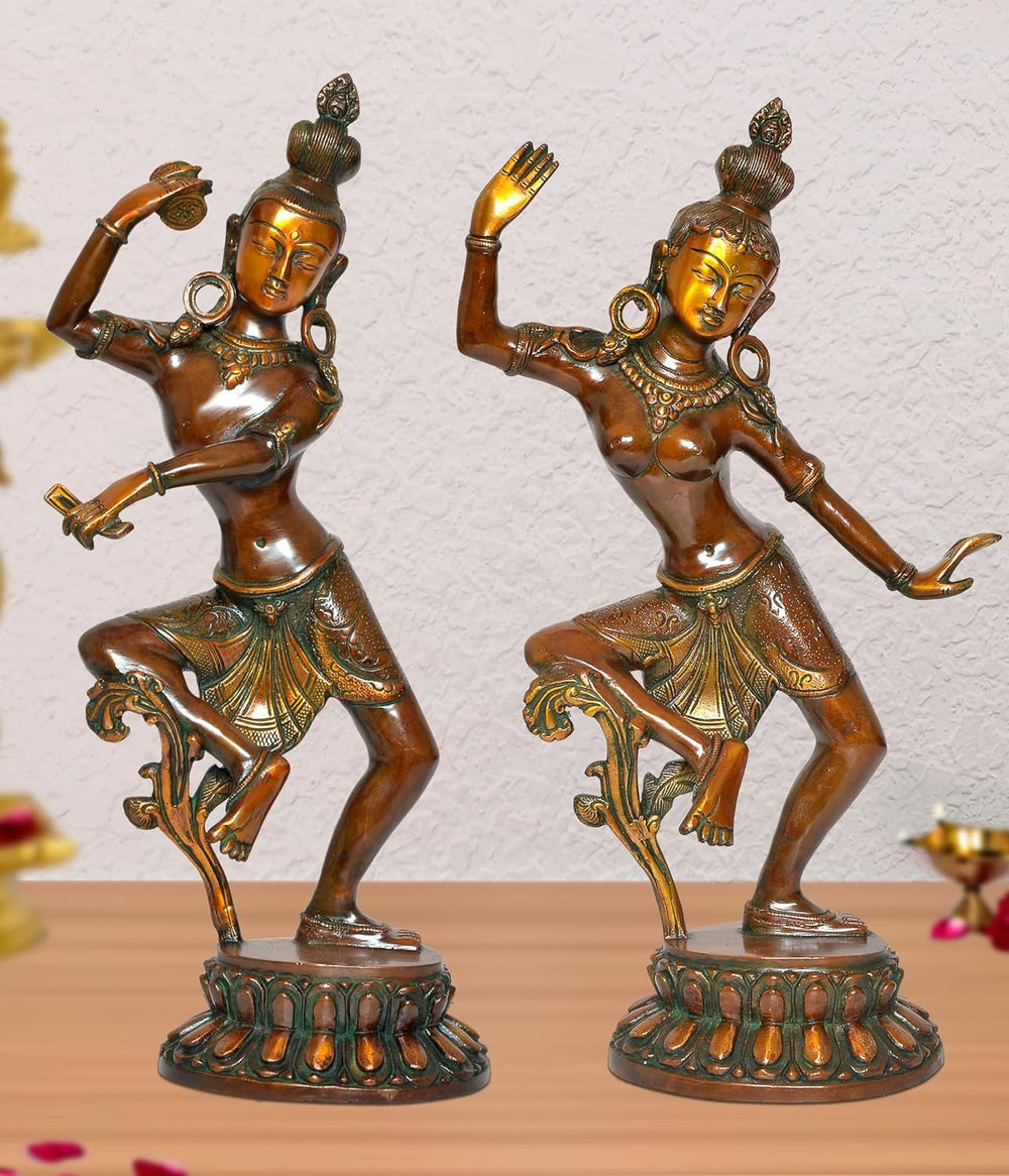 Brass Dancing Shiva Parvati Idols (Height: 17 Inch)