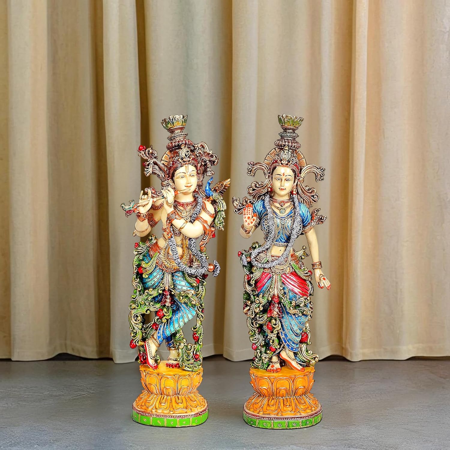 Marble Dust Radha Krishna Murti (Height ; 15 inch)