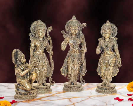Superfine Brass Ram Darbar detailed murti Sculpture perfect for home mandir (Height: 10 Inch)