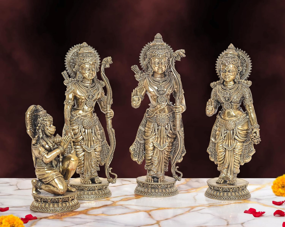Superfine Brass Ram Darbar detailed murti Sculpture perfect for home mandir (Height: 10 Inch)