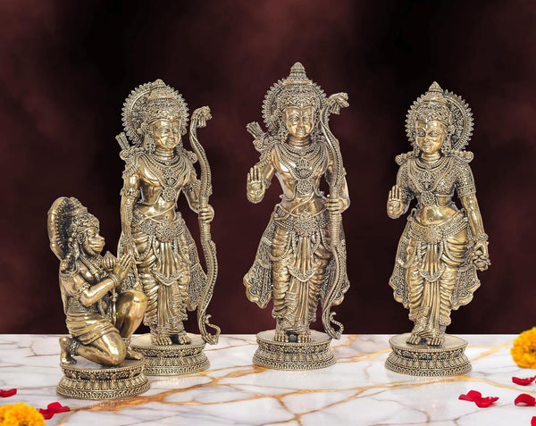 Superfine Brass Ram Darbar detailed murti Sculpture perfect for home mandir (Height: 10 Inch)