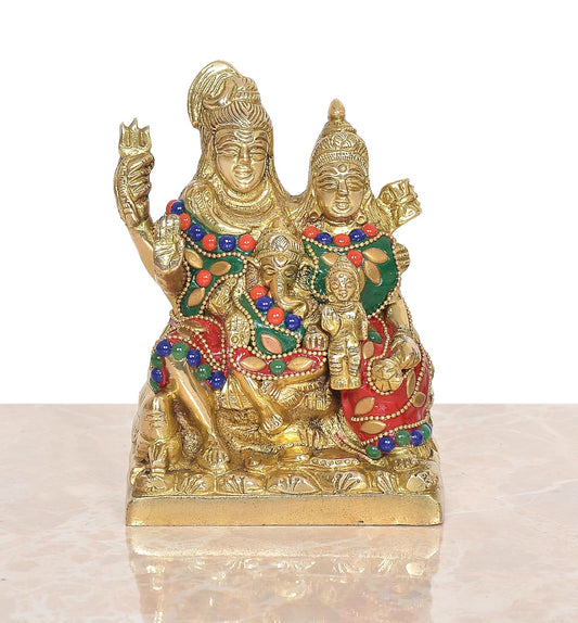 Brass Shiv Parivar Shiva Family Idol Family for Home Decor Mandir Pooja Showpiece Brass Statue (Height 5 Inch)