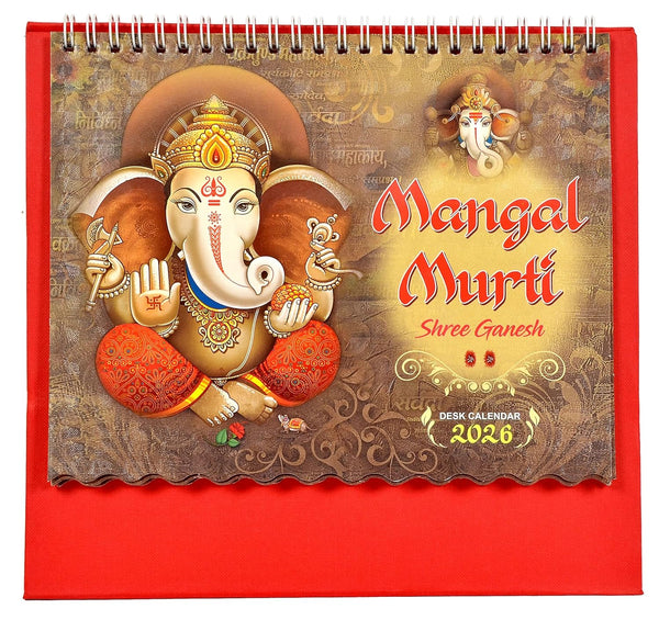 Table Calendar 2026 Mangal Murti Shree Ganesh |12 Months| (Size 8.5 x 9 Inch) Entryway Setting