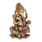 Cold Cast Handcrafted Lord Ganesha Ganesh Murti Sitting On Lotus in Resin, Height : 7 inch, Multicolor