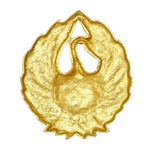 Brass peacock wall hanging back, solid gold-tone fan with hanging loop cutout