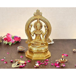 Brass Goddess Lakshmi Idol Maa Lakshmi Religious Statue Height 12 Inch