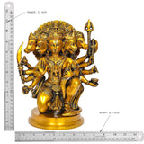 11 inch brass Panchmukhi Hanuman idol figurine with width measurement on image