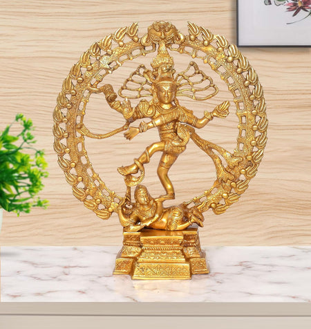 Brass Lord Shiva Dancing Natraj Idol (Height: 16 inch)