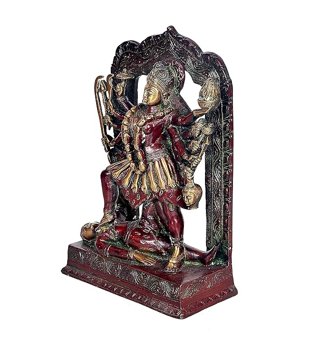 Brass Goddess Mahakai Kali MATA Idol Statues with Shivji Height 11.5 Inch