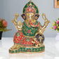 Brass Lord Ganesha Idol Sitting Ganesh Statue Decorative Sculpture for Home Decor Office Mandir Pooja Temple (Height 12Inch)