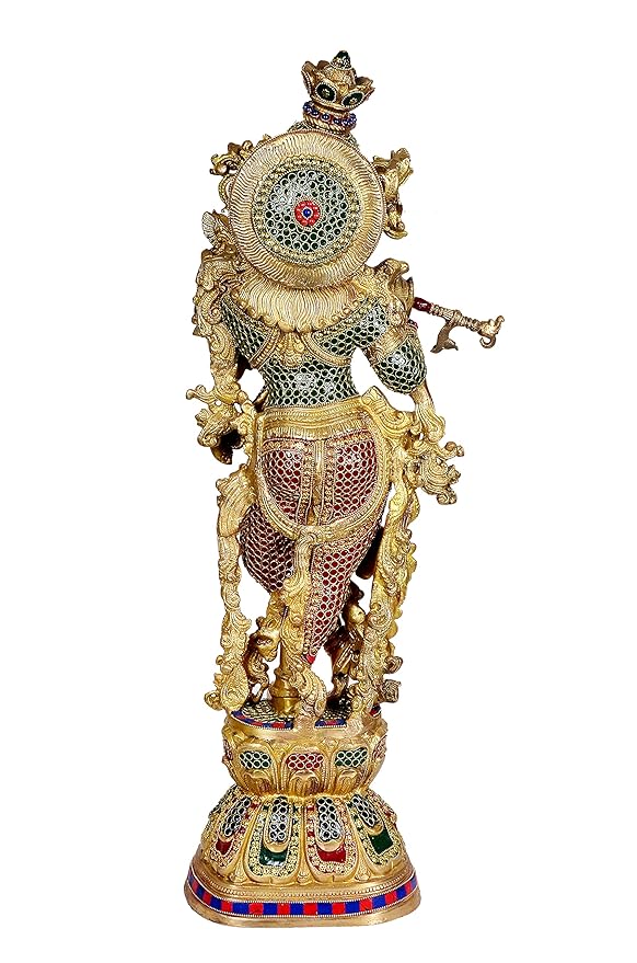 Lord Krishna Idol Krishna, Figurine Sculpture Home Office Temple Best Gift Item in Brass Height : 30 Inch