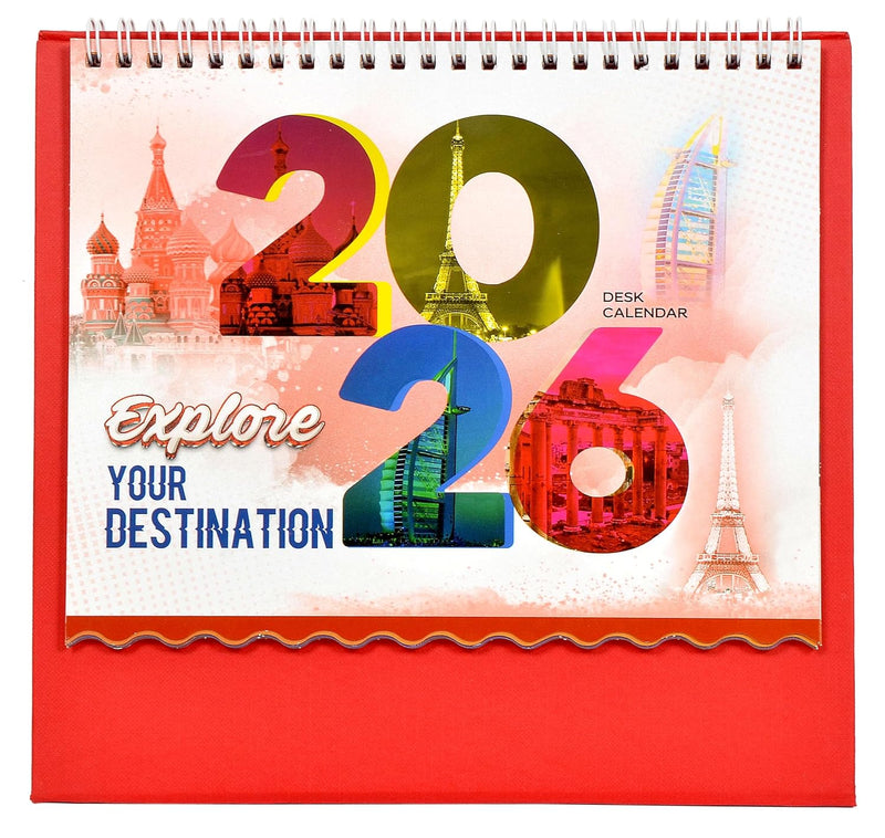 Table Calendar 2026 Explore Your Destination |12 Months| (Size 8.5 x 9 Inch)
