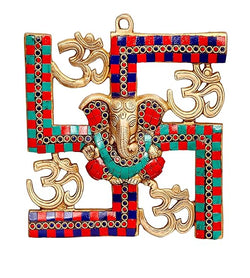 Wall Hanging Ganpati on Swastik Sign Medium Size