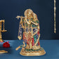 Brass Radha Krishna Idol Statue with Peacock for Home Decor Temple | Height : 11.5 inches