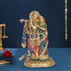 Brass Radha Krishna Idol Statue with Peacock for Home Decor Temple | Height : 11.5 inches