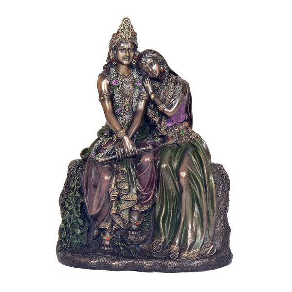 Bonded Bronze Radha Krishna | KRISHN Murti Idol Statue for Home Office Pooja Room | Height 7 Inches