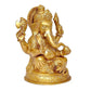 Brass Ganesha Idol On Base Giving Blessings Statue for Home Decor Temple | Height : 8 inches