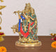 Brass Radha Krishna with Cow Idol Statue for Home Decor and Pooja Mandir Temple Office Decor (Height 9.5 Inch)