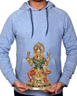 Messing-Laxmi-Ganesh-Statue, goldfarbene Figur mit bunten Kleid-Details, ca. 11.5 in