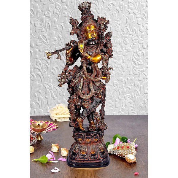 Brass Lord Krishna Showpiece (Height 29 Inches)