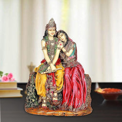 POLYRESIN ColdCast Bonded Bronze Radha Krishna Murti Idol Statue for Home Office Shop, Height : 6.75