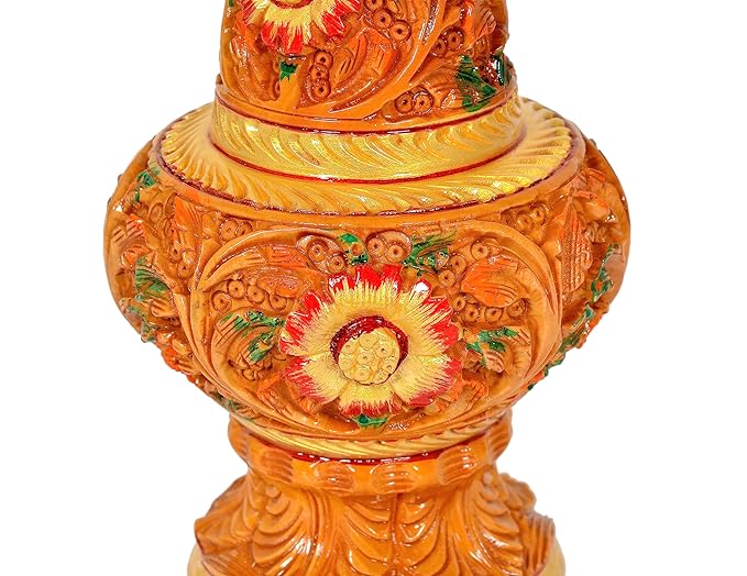 Wooden Flower Pot Vase for Showpiece Home Decor | Height : 8 inches (Large)