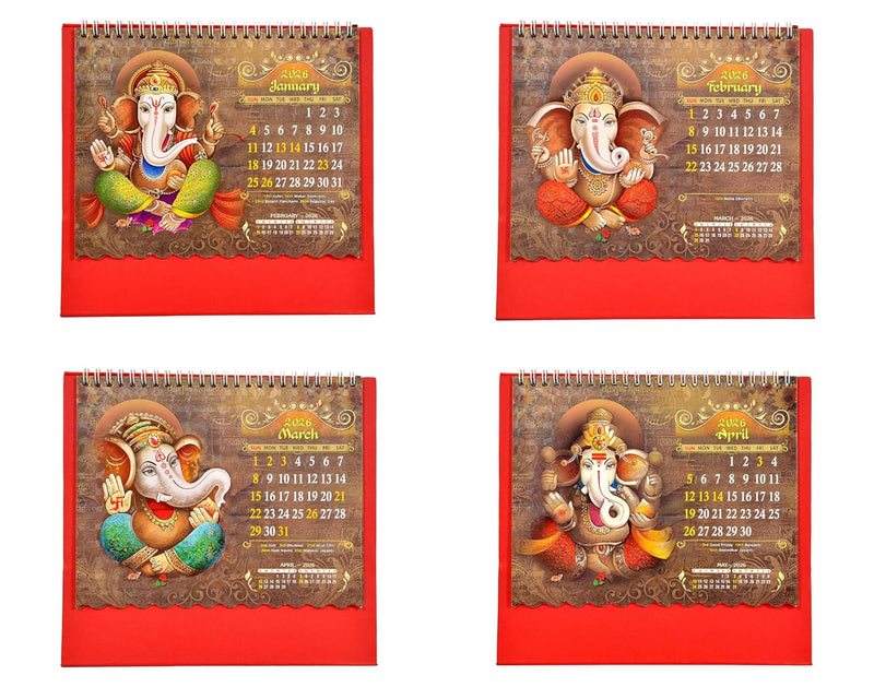 Table Calendar 2026 Mangal Murti Shree Ganesh |12 Months| (Size 8.5 x 9 Inch)