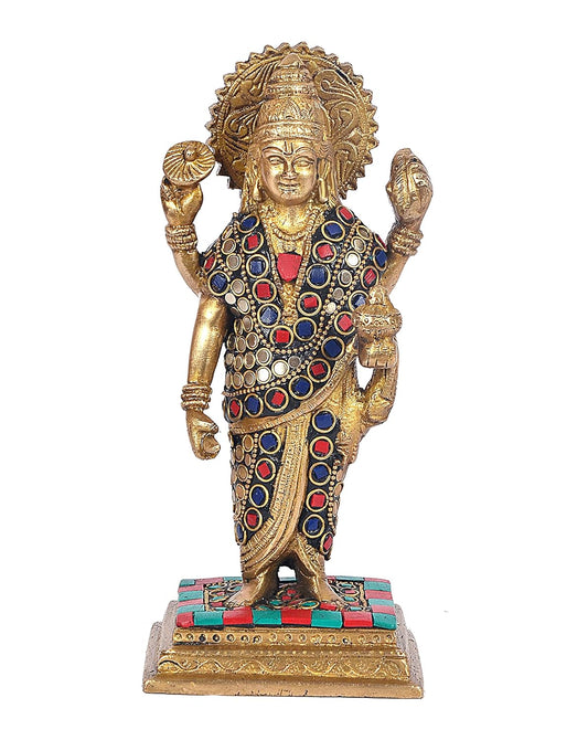 Brass Dhanvantari The Physician of Gods Brass Religious Statue Height 8 Inches