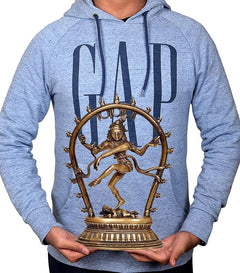 AONA 12-inch brass Natraj Lord Shiva idol held in hands for scale