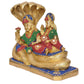 Brass Maa Lakshmi with Lord Vishnu On Sheshnag Idol Statue for Home Decor Mandir Pooja (Height 11 Inch)