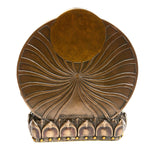 Resin Tara statue back view showing radiant halo lines and lotus base