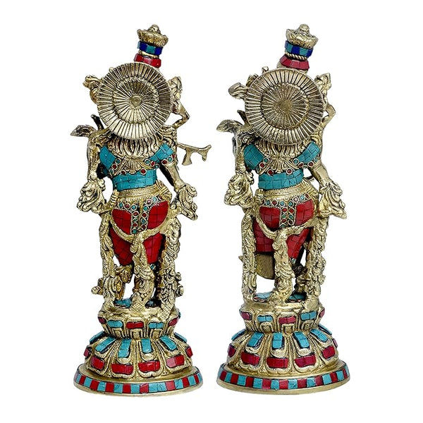 Brass Radha Krishna Idol (Height 15 Inches) Entryway Setting