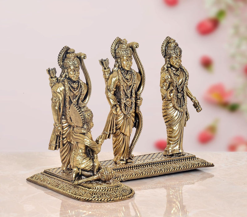 Superfine Brass Ram Darbar with Sita Lakshman Hanuman Bronze Finish Statue, for Home Decor Pooja Mandir (Height 6 inch)