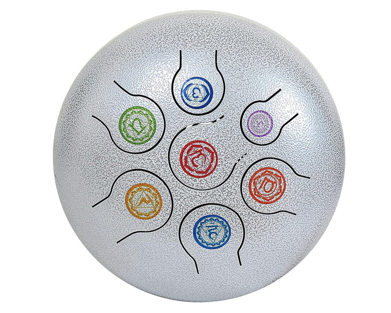 Steel Happy Drum with Rubber Musical Mallet and Travel Bag (Height : 5 inches) (silver)