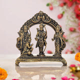 Bronze Ram Darbar statue with Sita, Lakshman & Hanuman on arched base, 4 inch