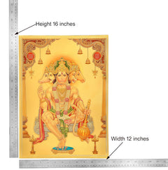 Panchmukhi Hanuman poster, height 16 in, width 12 in; gold-foil five-faced design