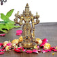 Lord Vishnu Narayan Statue Decorative Idol - (Brass, Height 4")