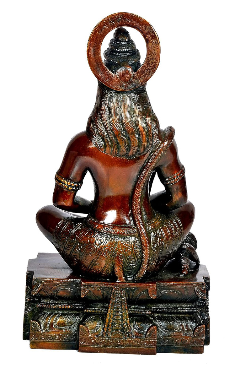 Brass Lord Hanuman Yoga Pose Decorative Idol Statue (Height: 14.8 Inches)