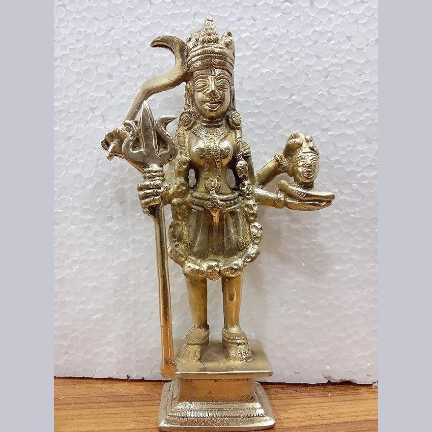 Brass Maa Durga Idol Showpiece Statue - Goddess Sherawali Kali MATA Spiritual Puja Vastu Decorative Figurine for Navratri Diwali Home Decoration Height 7.5 Inch