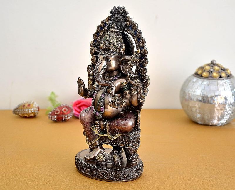 Resin Lord Ganesha Idol | Statue Ganesha Figurine Decorative Showpiece Home Temple Office | Gift Item | Multicolour | Height 10 Inches