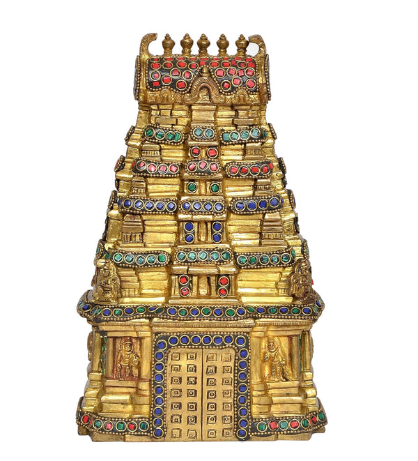 Brass Meenakshi Temple of South India for Home Decor and Ofice Multicolor (Height: 9.5 inch)